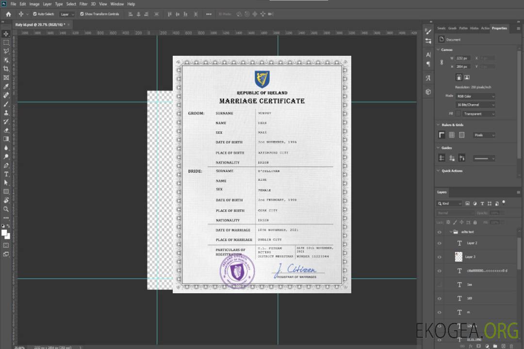Modèle PSD de certificat de mariage irlandais template Modèle PSD de certificat de mariage irlandais template